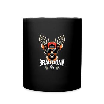 Bräutigam Hirsch Junggesellenabschied JGA Party - Tasse einfarbig - Schwarz - Vorne