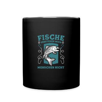 Fische Verstehen Mich Menschen Nicht - Tasse einfarbig - Schwarz - Vorne