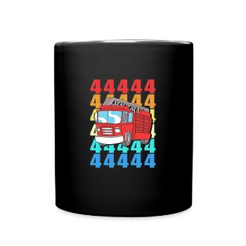 Fire engine children's birthday party - Full Colour Mug - black - Front