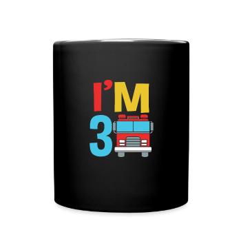 Fire engine children's birthday party - Full Colour Mug - black - Front