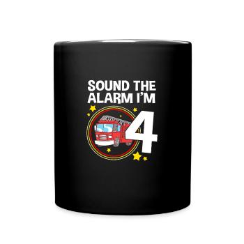Fire Truck Children's Birthday Party - Full Colour Mug - black - Front