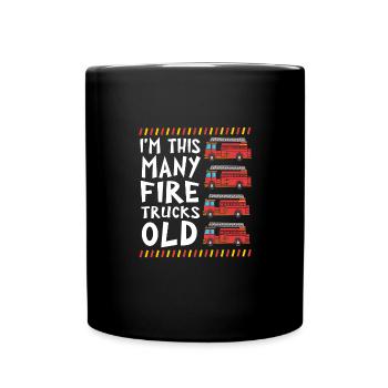 Camion de pompiers Fête d’anniversaire des enfants - Mug uni - noir - Devant