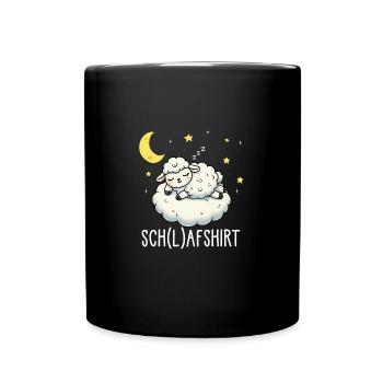 Schaf Schlafshirt Pyjama Shirt für Gute Nacht - Tasse einfarbig - Schwarz - Vorne