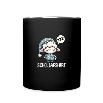 Niedliches Schaf Schlafshirt Napping Pyjama - Tasse einfarbig - Schwarz - Vorne