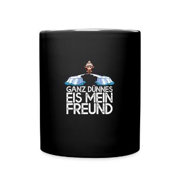 Ganz dünnes Eis mein Freund Affe auf Eisscholle - Tasse einfarbig - Schwarz - Vorne