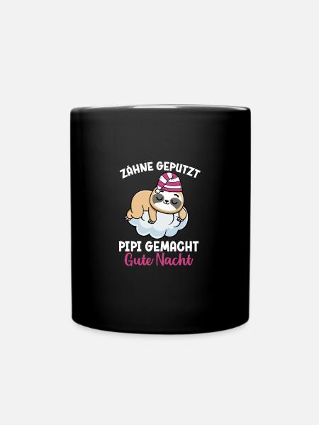 Faultier Schlafshirt Gute Nacht für Langschläfer - Tasse einfarbig - Schwarz