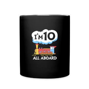 Children's Birthday Train Train Driver Locomotive - Full Colour Mug - black - Front