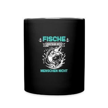 Fische Verstehen Mich Menschen Nicht - Tasse einfarbig - Schwarz - Vorne