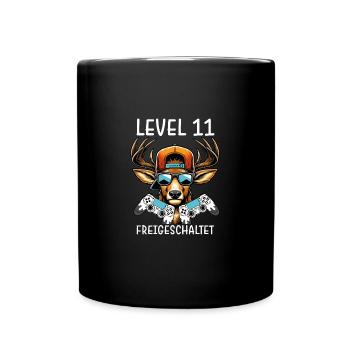 Level 11 Freigeschaltet Gamer Geburtstag Gaming - Tasse einfarbig - Schwarz - Vorne