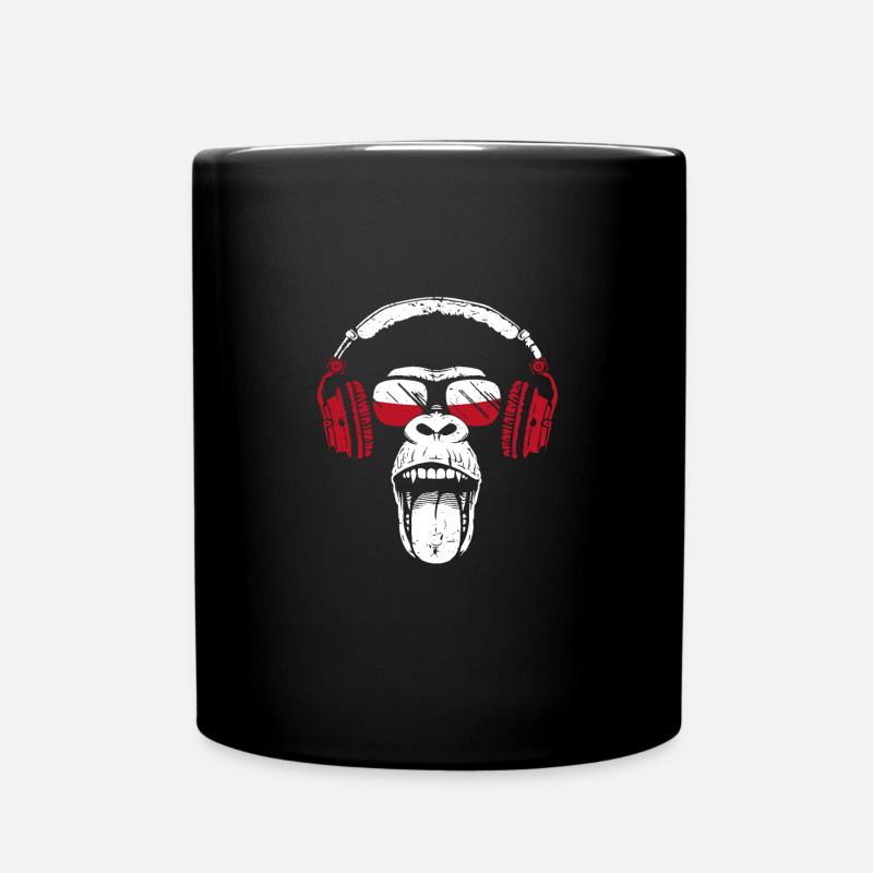 Affe mit Headset Musik Polen - Tasse einfarbig - Schwarz