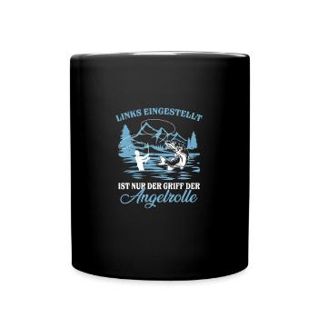 Links eingestellt ist nur der Griff der Angelrolle - Tasse einfarbig - Schwarz - Vorne