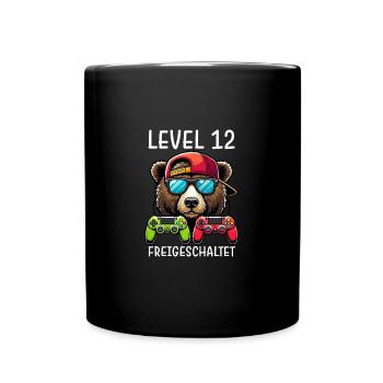 Level 12 Freigeschaltet Gamer Geburtstag Gaming - Tasse einfarbig - Schwarz - Vorne