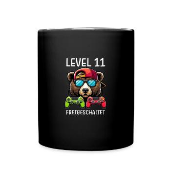 Level 11 Freigeschaltet Gamer Geburtstag Gaming - Tasse einfarbig - Schwarz - Vorne