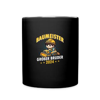 Großer Bruder 2024 Baumeister Geschwister - Tasse einfarbig - Schwarz - Vorne