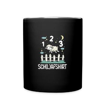 Niedliches Schaf Schlafshirt Pyjama Shirt - Tasse einfarbig - Schwarz - Vorne