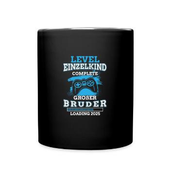 Level Einzelkind Complete Großer Bruder 2025 - Tasse einfarbig - Schwarz - Vorne