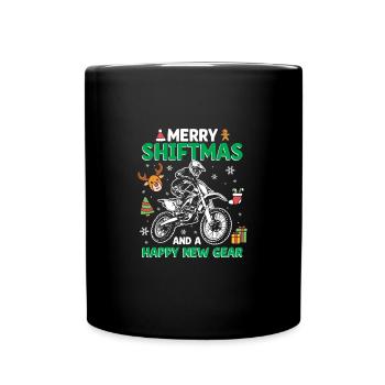 Merry Shiftmas Dirt Bike Santa Happy New Gear Xmas - Tasse einfarbig - Schwarz - Vorne