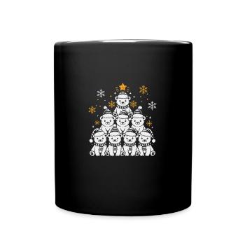Weihnachtsbaum Eisbär - Tasse einfarbig - Schwarz - Vorne