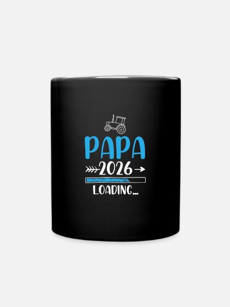 Papa 2026 Werdender Papa Vater Traktor - Tasse einfarbig - Schwarz