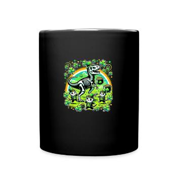 Katze Armee Dino St. Patrick's Day Kleeblätter - Tasse einfarbig - Schwarz - Vorne