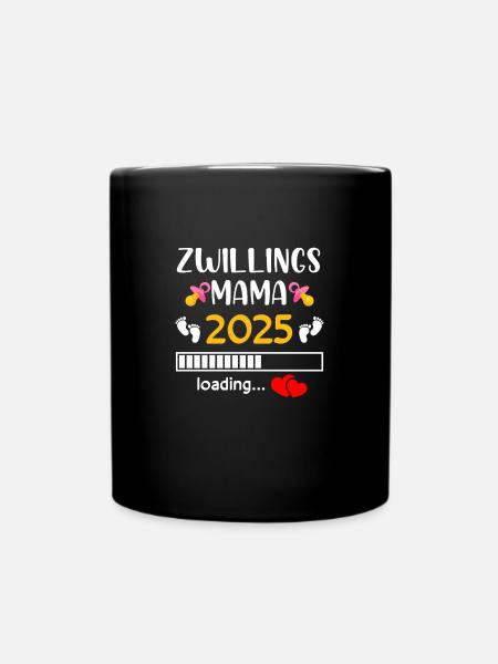 Zwillings Mama 2025 Loading Schwangerschaft Baby - Tasse einfarbig - Schwarz