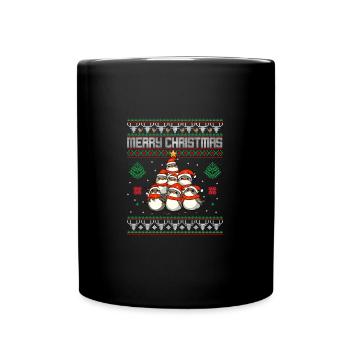 Vogel Weihnachten Rotkehlchen - Tasse einfarbig - Schwarz - Vorne