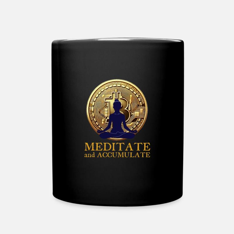 Meditieren und Bitcoin sammeln Krypto Yoga - Tasse einfarbig - Schwarz