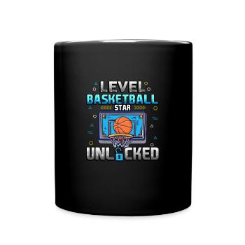 Level Basketballstar freigeschaltet - Tasse einfarbig - Schwarz - Vorne