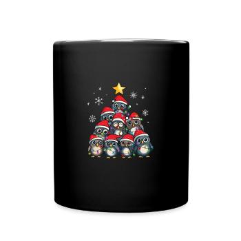 Eule Weihnachten Eule Weihnachtsmann - Tasse einfarbig - Schwarz - Vorne