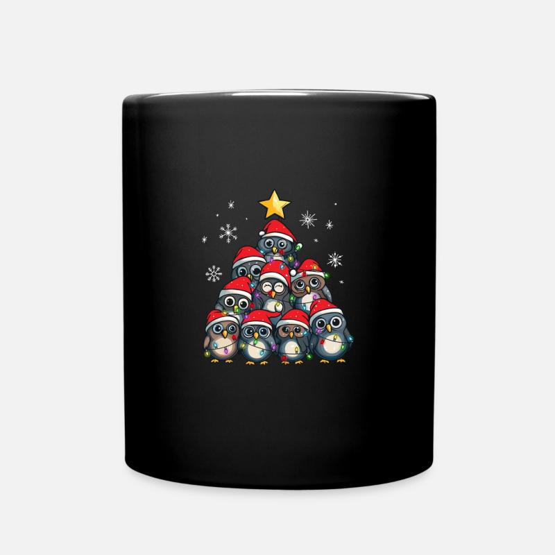 Eule Weihnachten Eule Weihnachtsmann - Tasse einfarbig - Schwarz