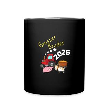 Großer Bruder 2026 Traktor Bauernhof Geschwister - Tasse einfarbig - Schwarz - Vorne