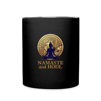 Namaste And Hodl Bitcoin - Tasse einfarbig - Schwarz - Vorne