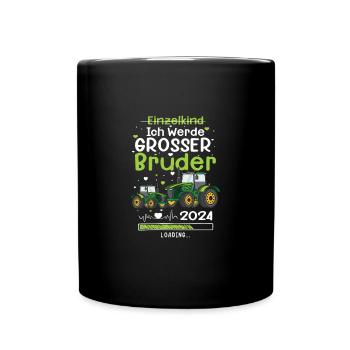 Ich Werde Großer Bruder 2024 Traktor - Tasse einfarbig - Schwarz - Vorne
