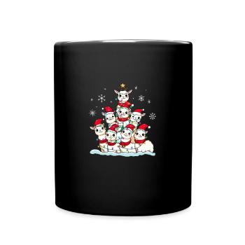Lama Weihnachten Weihnachtsmann - Tasse einfarbig - Schwarz - Vorne