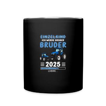 Ich Werde Großer Bruder 2025 Traktor - Tasse einfarbig - Schwarz - Vorne