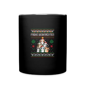 Katze Weihnachtsbaum Weihnachten Katzen - Tasse einfarbig - Schwarz - Vorne