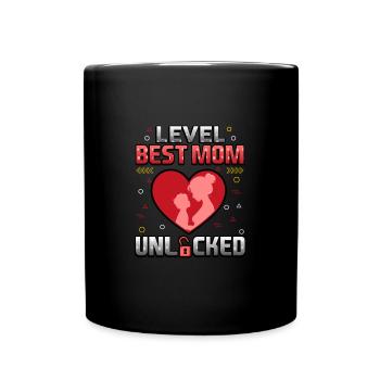 Level Beste Mutter freigeschaltet - Tasse einfarbig - Schwarz - Vorne