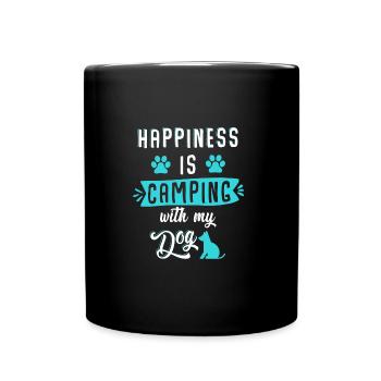 Happiness is camping with my dog - Tasse einfarbig - Schwarz - Vorne