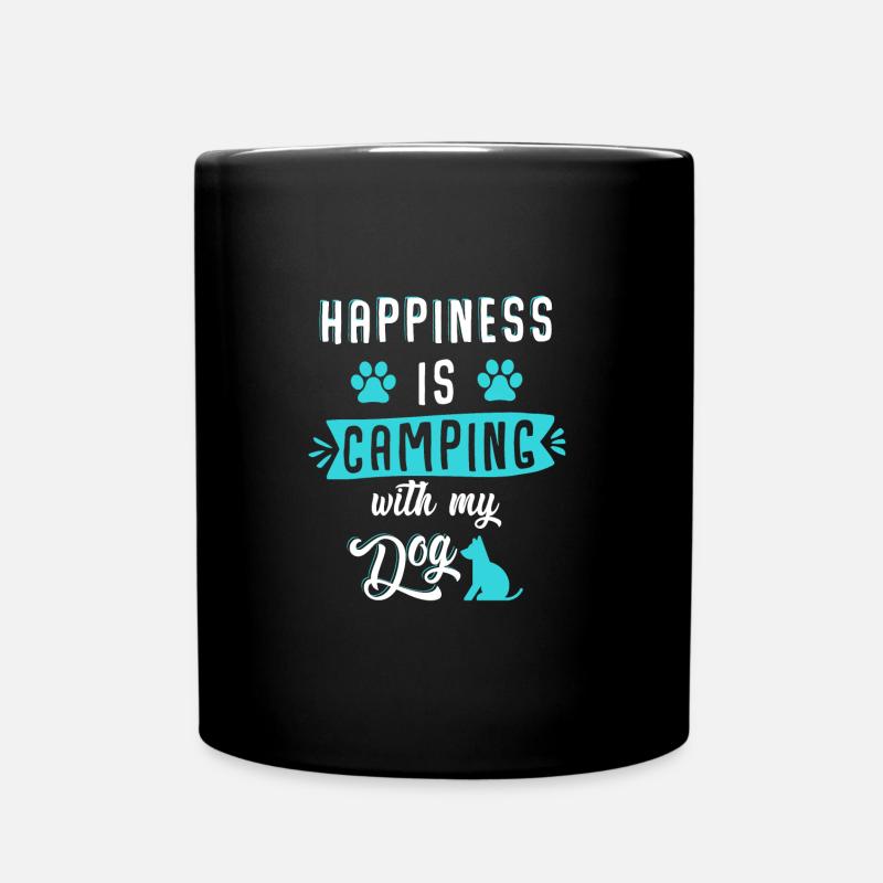 Happiness is camping with my dog - Mug uni - noir