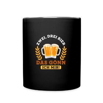 Zwei drei Bier - das gönn ich mir - - Tasse einfarbig - Schwarz - Vorne