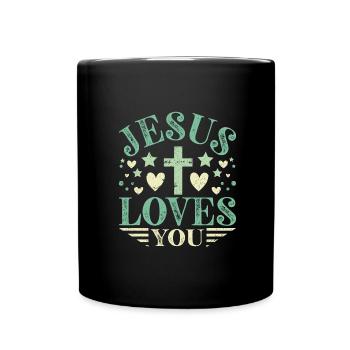 Jésus vous aime - Jésus disant - Mug uni - noir - Devant
