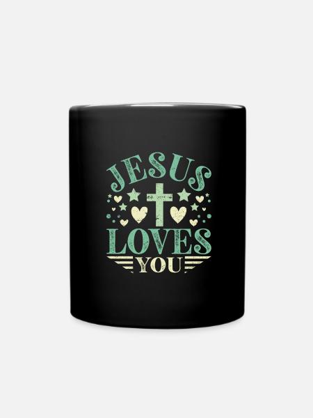 Jésus vous aime - Jésus disant - Mug uni - noir