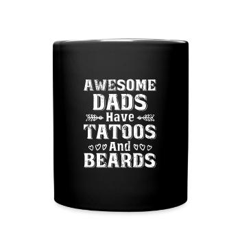 Les pères cool ont des tatouages et des barbes drôles de papa - Mug uni - noir - Devant