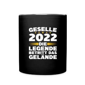 Gesellenprüfung 2022 Handwerker Geselle Geschenk - Tasse einfarbig - Schwarz - Vorne