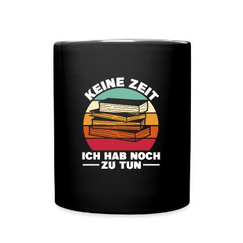 Bücher Lesen Leseratte Bücherwurm Geschenk - Tasse einfarbig - Schwarz - Vorne