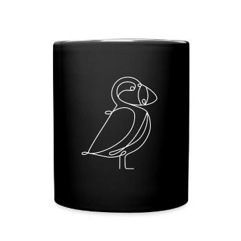 Puffin Lineart Papageientaucher Papageitaucher - Tasse einfarbig - Schwarz - Vorne