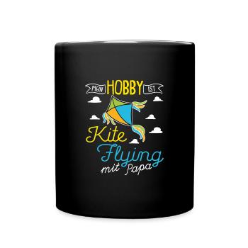 Drachen steigen Kite Flying mit Papa - Tasse einfarbig - Schwarz - Vorne