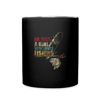 Ich bin nur ein Mädchen, dass Fischen liebt - Tasse einfarbig - Schwarz - Vorne