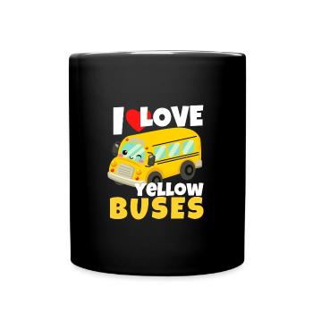 J’adore les autobus scolaires jaunes Cadeau d’autobus scolaire - Mug uni - noir - Devant