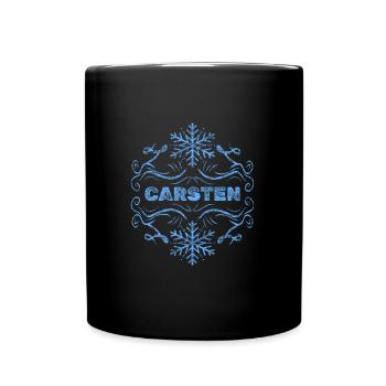 Schneeflocke für Carsten Winter Eisflocke - Tasse einfarbig - Schwarz - Vorne